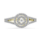 Goldplattierter Silberring mit weißem Diamant und weißem Zirkon