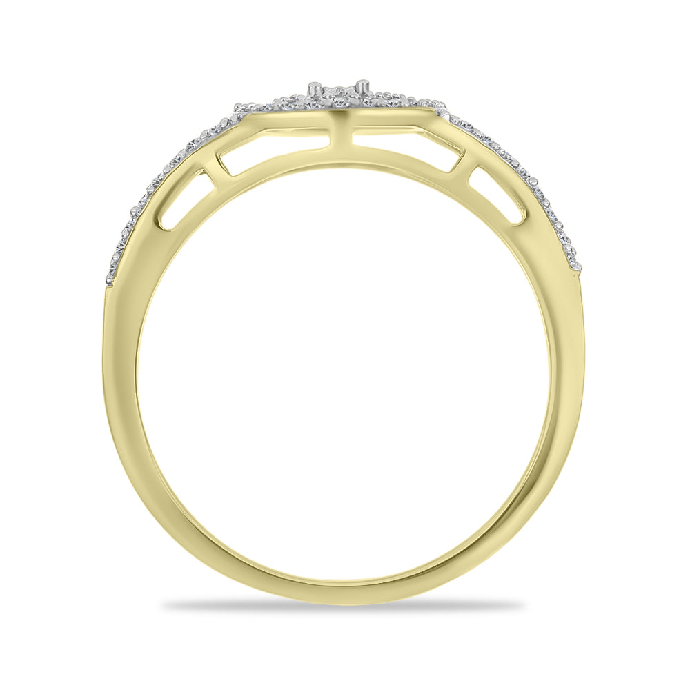 Goldplattierter Silberring mit weißem Diamant und weißem Zirkon