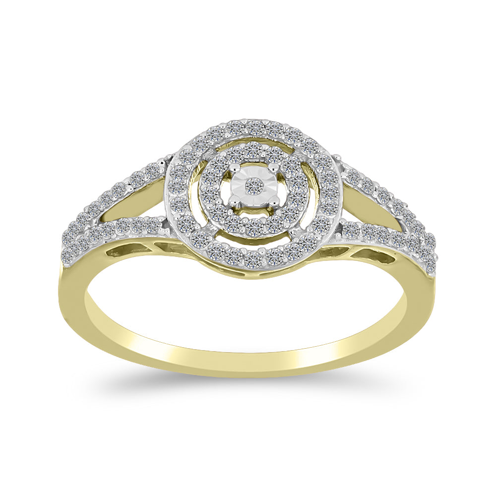 Goldplattierter Silberring mit weißem Diamant und weißem Zirkon