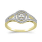 Goldplattierter Silberring mit weißem Diamant und weißem Zirkon