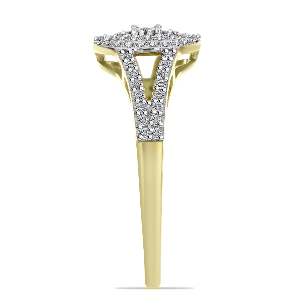 Goldplattierter Silberring mit weißem Diamant und weißem Zirkon 4 