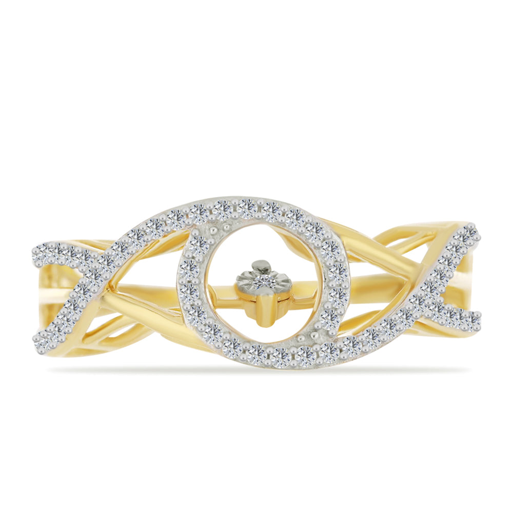Goldplattierter Silberring mit weißem Diamant und weißem Zirkon 5 