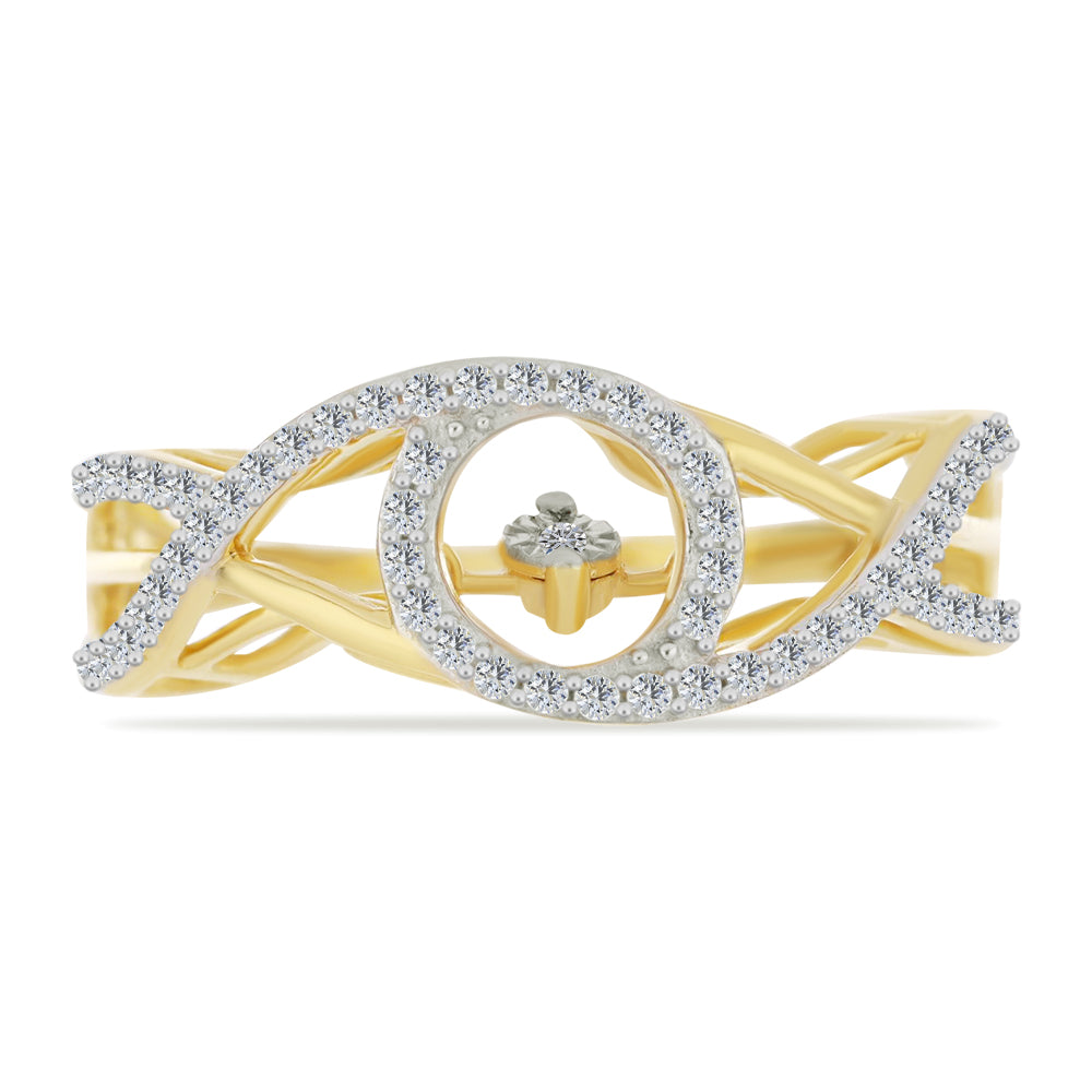 Goldplattierter Silberring mit weißem Diamant und weißem Zirkon 1 