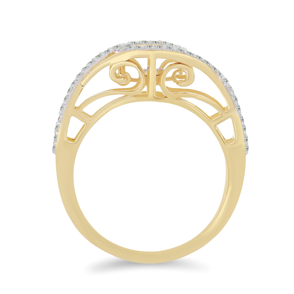 Goldplattierter Silberring mit weißem Diamant und weißem Zirkon