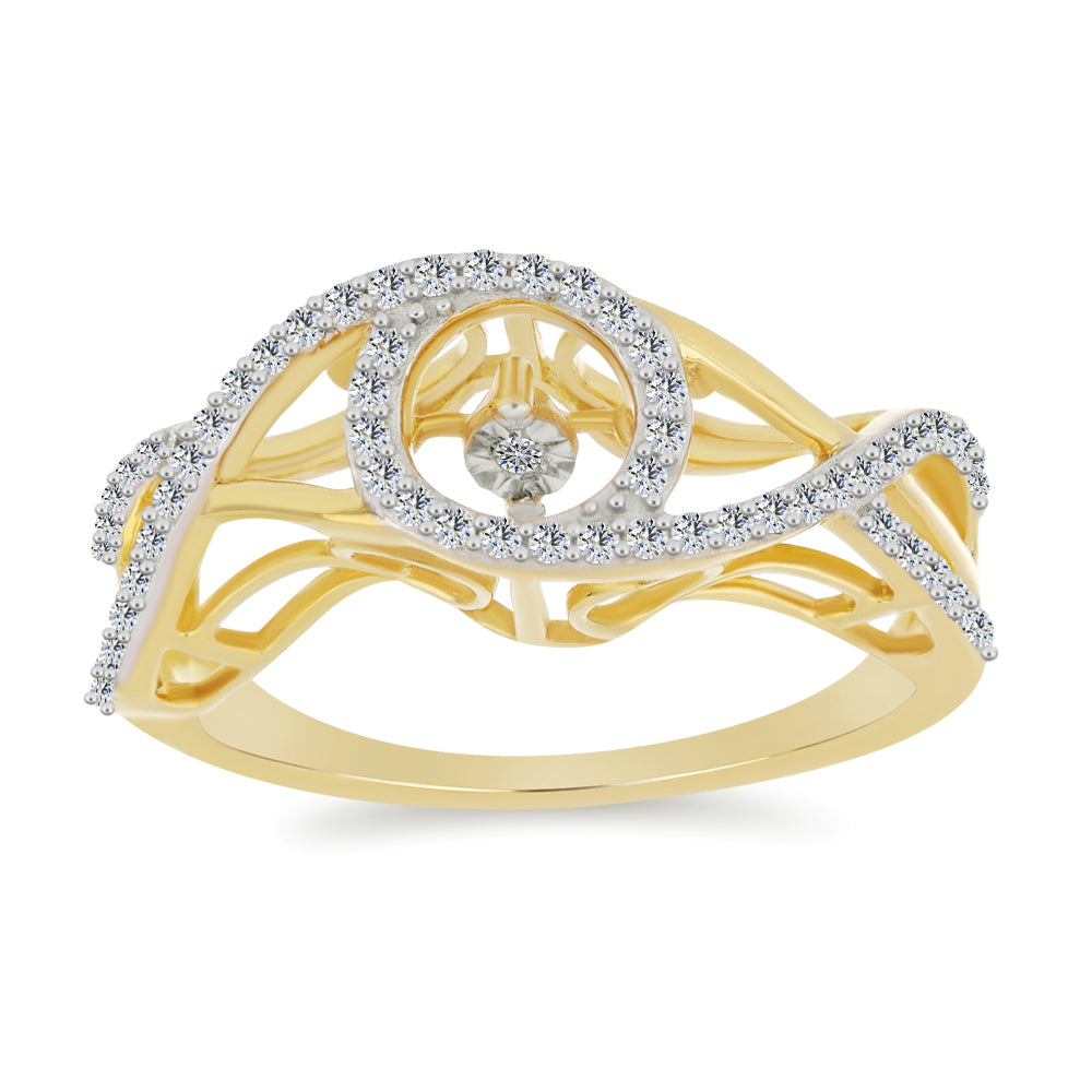 Goldplattierter Silberring mit weißem Diamant und weißem Zirkon