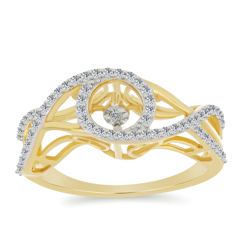 Goldplattierter Silberring mit weißem Diamant und weißem Zirkon