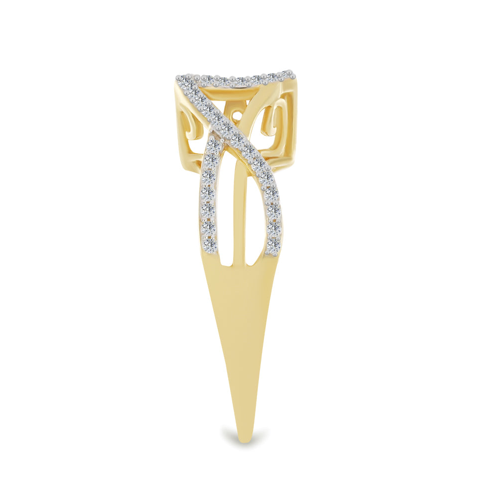 Goldplattierter Silberring mit weißem Diamant und weißem Zirkon