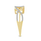Goldplattierter Silberring mit weißem Diamant und weißem Zirkon