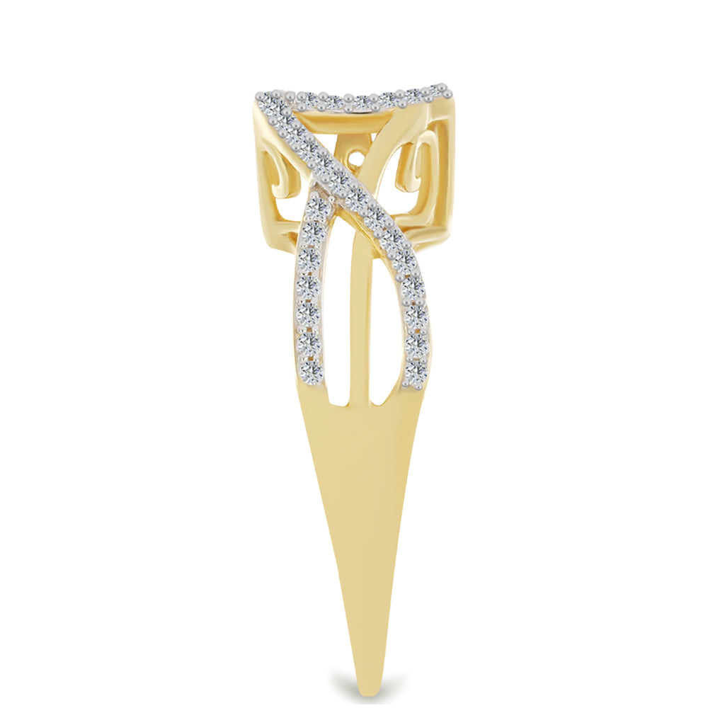 Goldplattierter Silberring mit weißem Diamant und weißem Zirkon