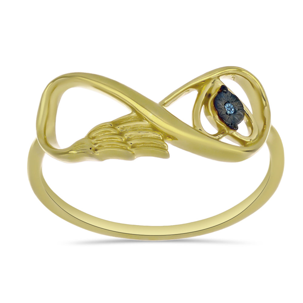 Goldplattierter Silberring mit blauem Diamant 3 