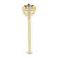 Goldplattierter Silberring mit blauem Diamant und weißem Zirkon