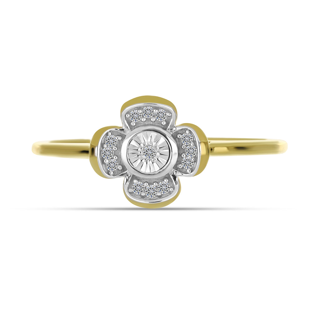 Goldplattierter Silberring mit weißem Diamant und weißem Zirkon 1 