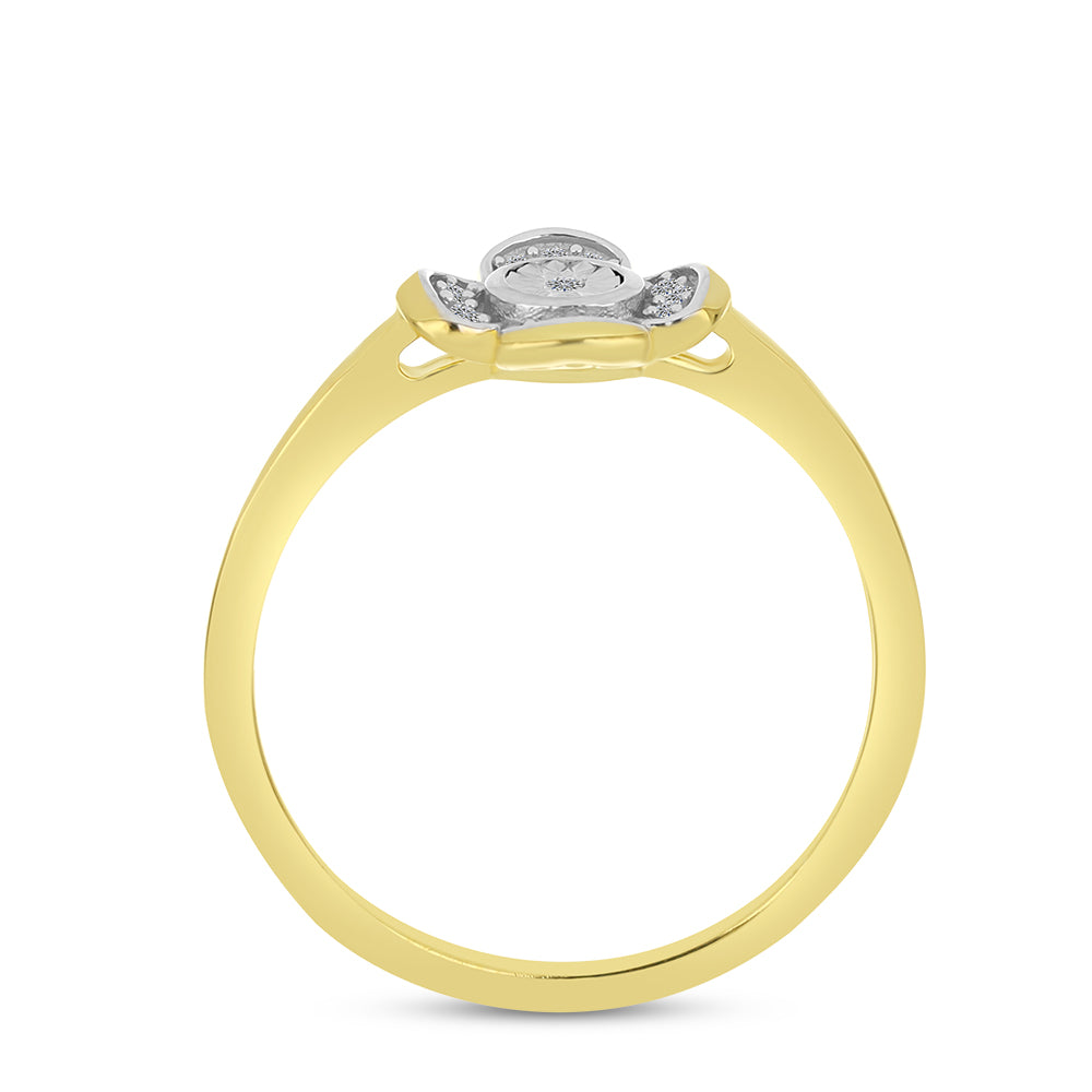 Goldplattierter Silberring mit weißem Diamant und weißem Zirkon