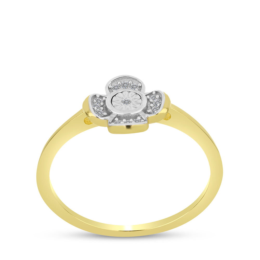 Goldplattierter Silberring mit weißem Diamant und weißem Zirkon