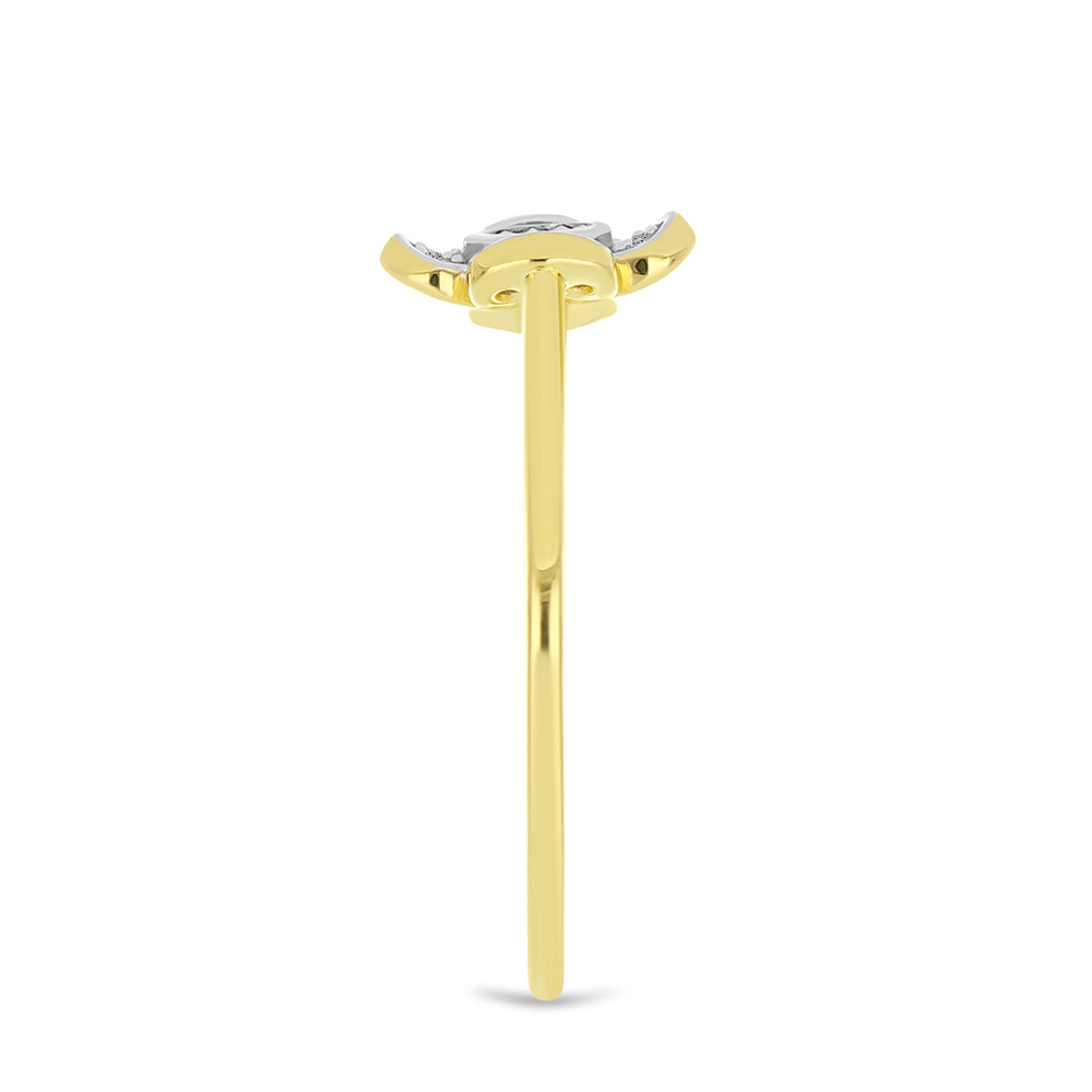Goldplattierter Silberring mit weißem Diamant und weißem Zirkon