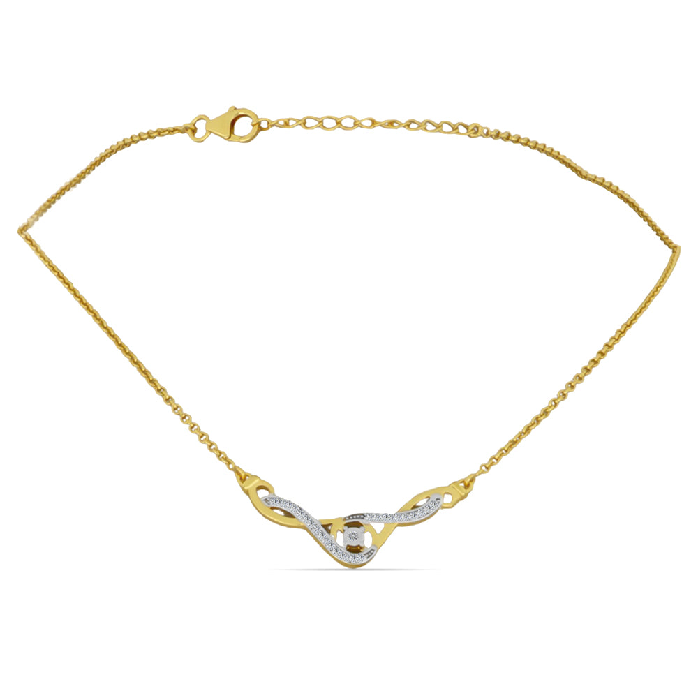 Goldplattierte Silberhalskette mit weißem Diamant und weißem Zirkon 1 