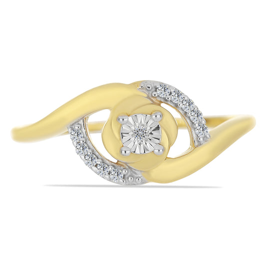 Goldplattierter Silberring mit weißem Diamant und weißem Zirkon