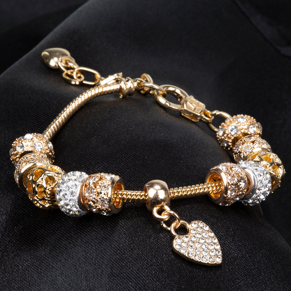 Armband aus goldplattiertesr Legierung mit weißem Emporia® Kristall 3 