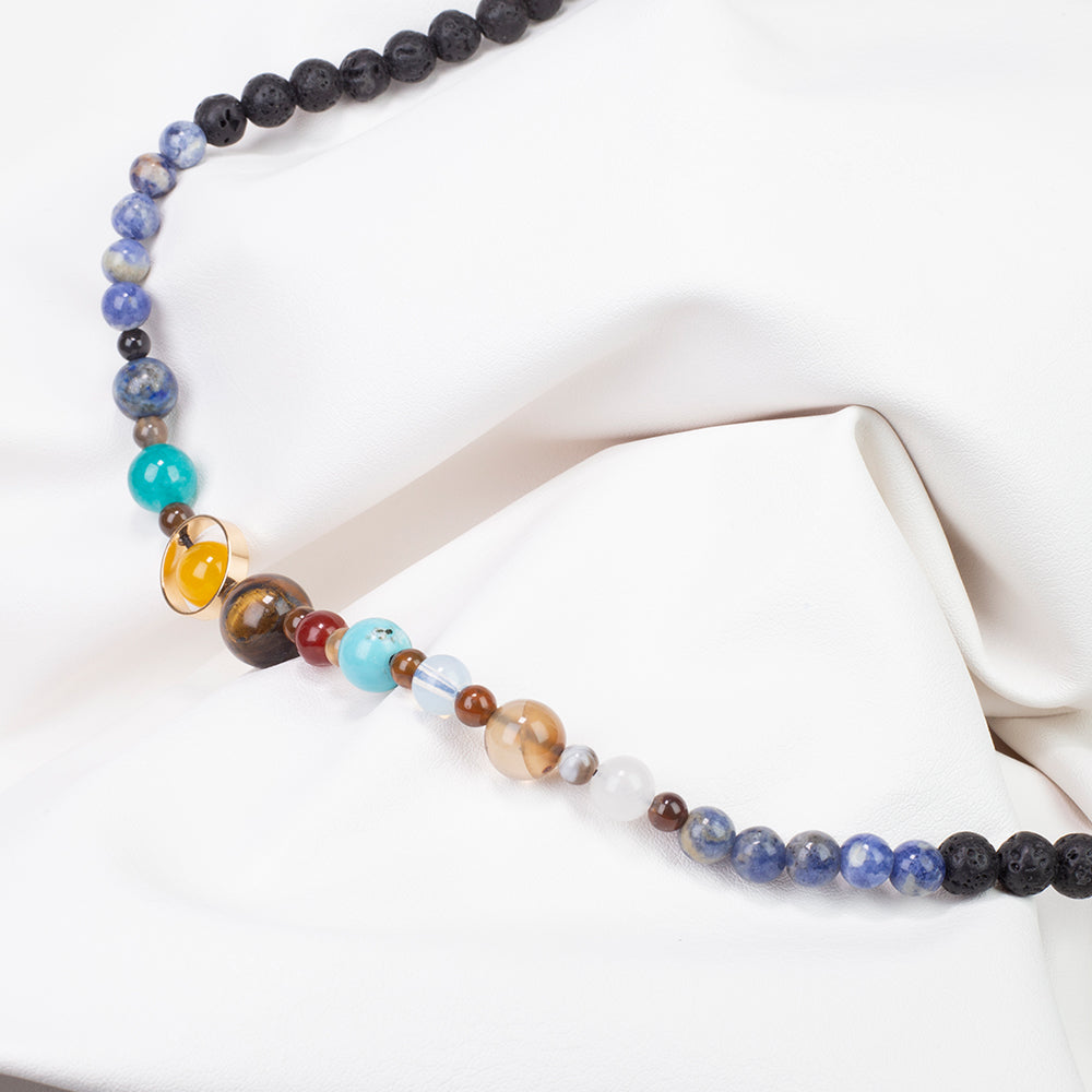 Nugget Halskette mit Lapislazuli und Tigerauge