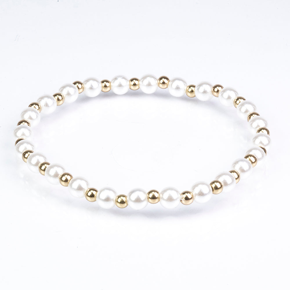Schmuckgarnitur aus aus goldplattierter Legierung mit Glasperle und weißem Emporia® Kristall 4 