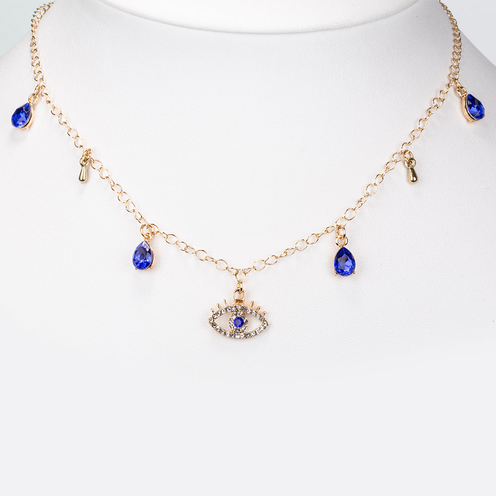 Halskette aus goldplattierter Legierung mit blauem Emporia®-Kristall 1 