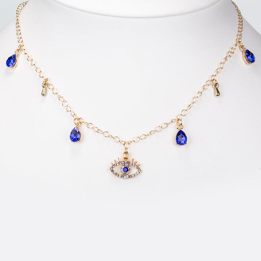 Halskette aus goldplattierter Legierung mit blauem Emporia®-Kristall