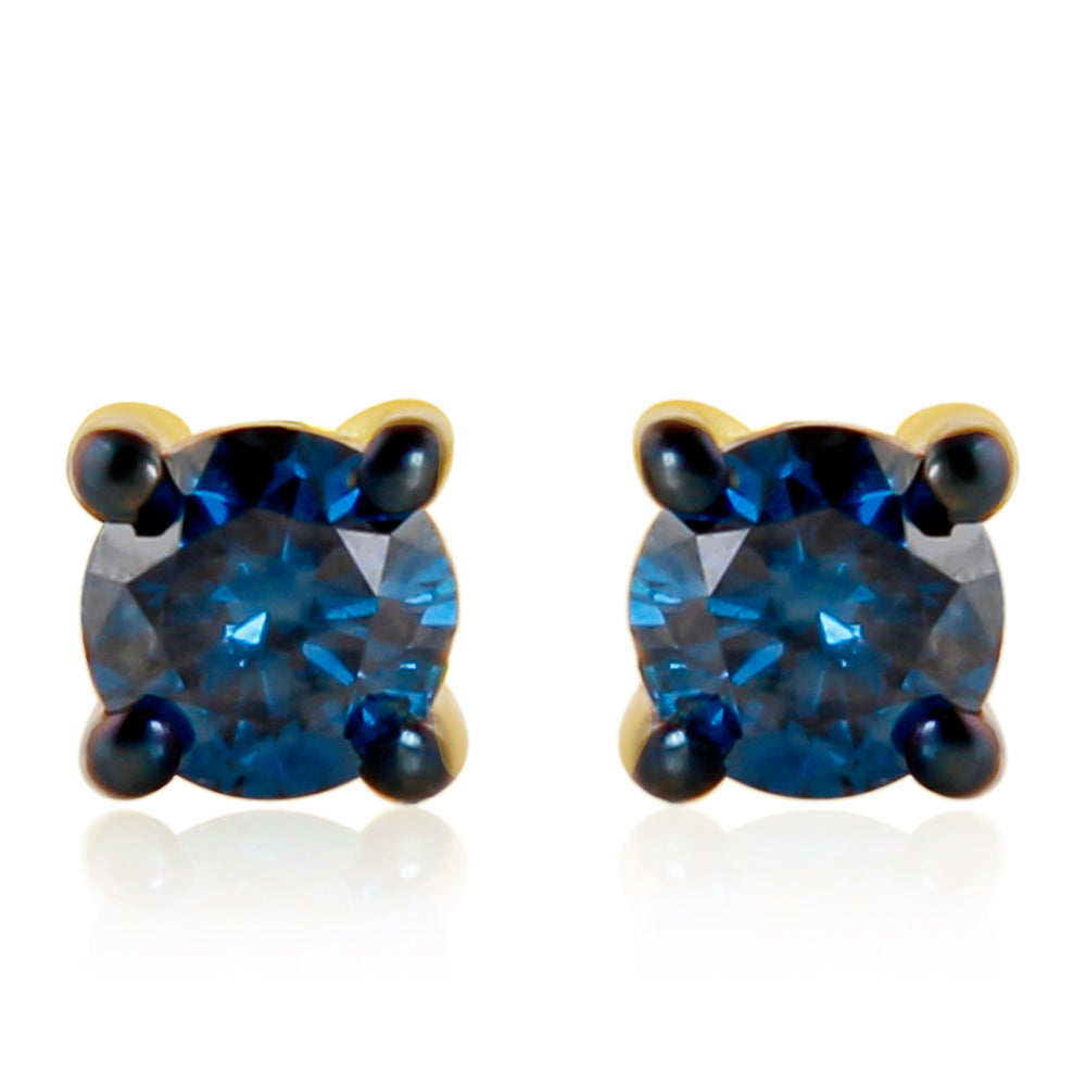 Goldplattierte Silberohrringe mit blauem Diamant 1 