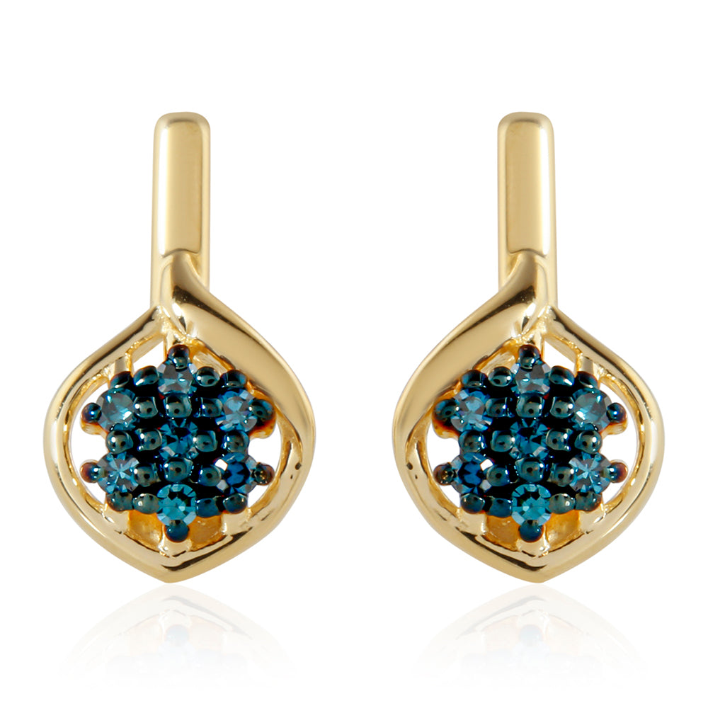 Goldplattierte Silberohrringe mit blauem Diamant