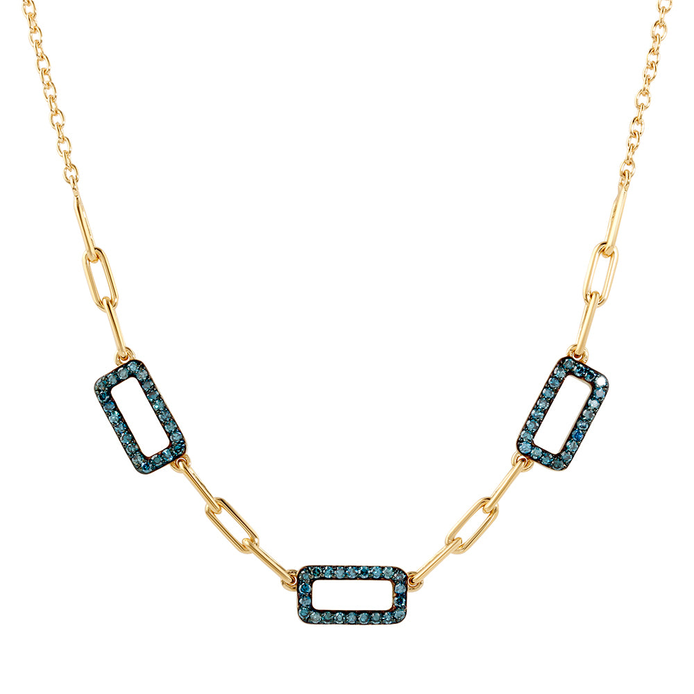 Goldplattierte Silberhalskette mit blauem Diamant