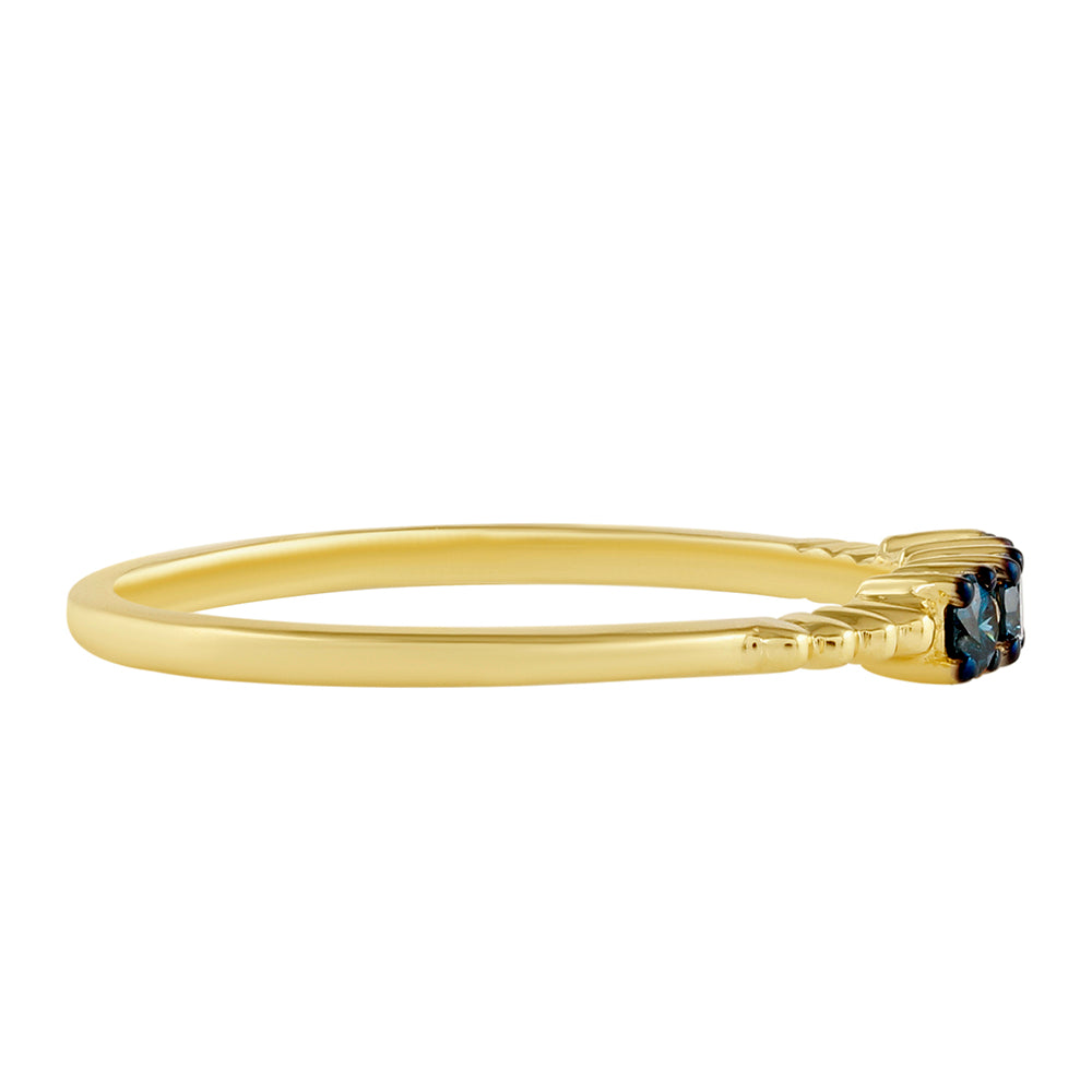 Goldplattierter Silberring mit blauem Diamant