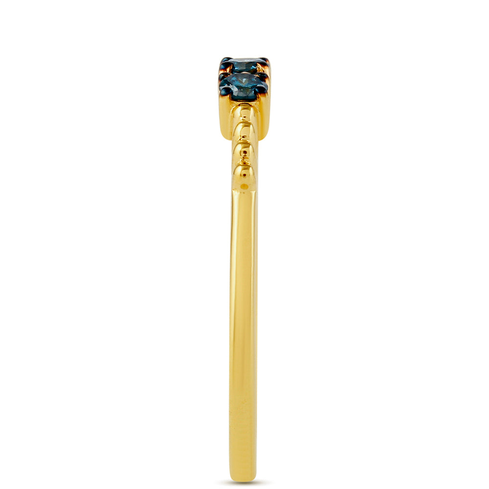 Goldplattierter Silberring mit blauem Diamant 3 