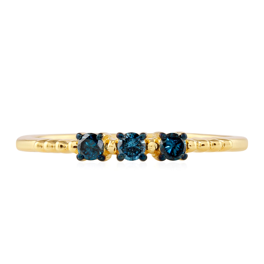 Goldplattierter Silberring mit blauem Diamant