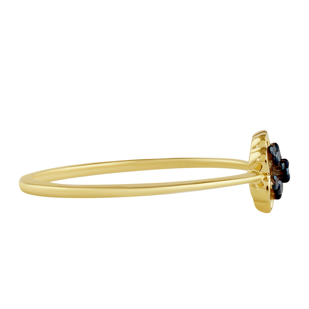 Goldplattierter Silberring mit blauem Diamant