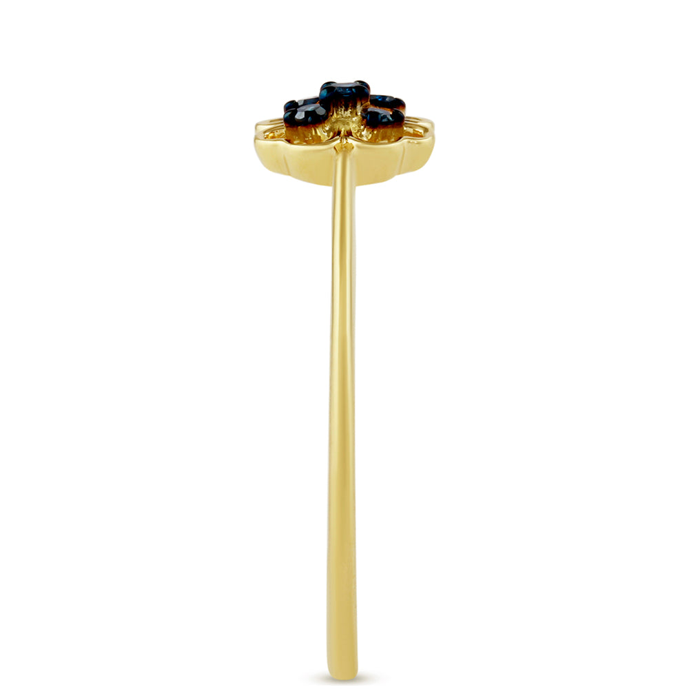 Goldplattierter Silberring mit blauem Diamant