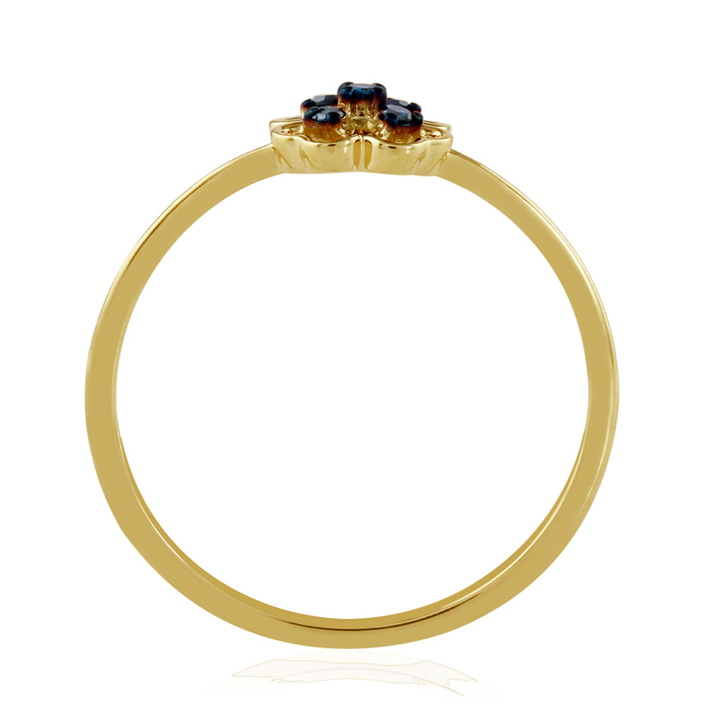 Goldplattierter Silberring mit blauem Diamant