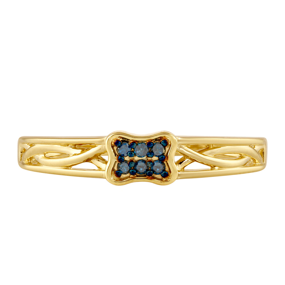 Goldplattierter Silberring mit blauem Diamant 1 