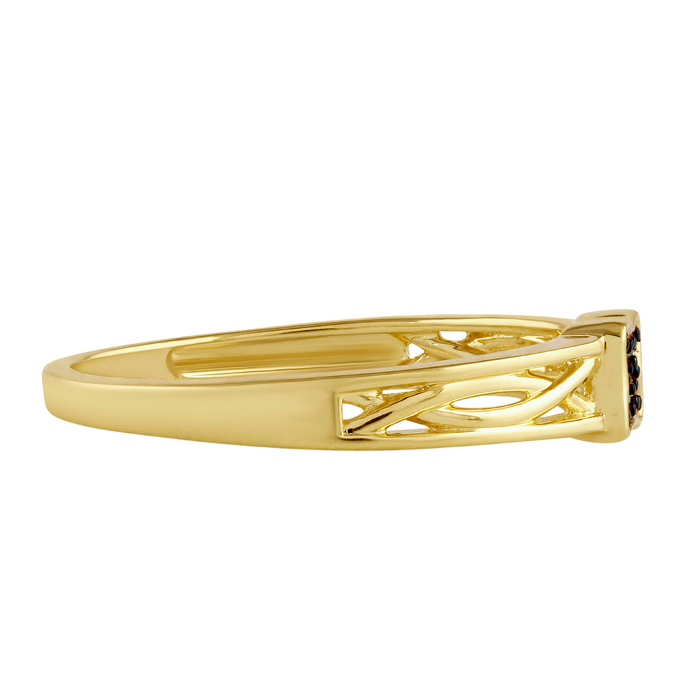 Goldplattierter Silberring mit blauem Diamant