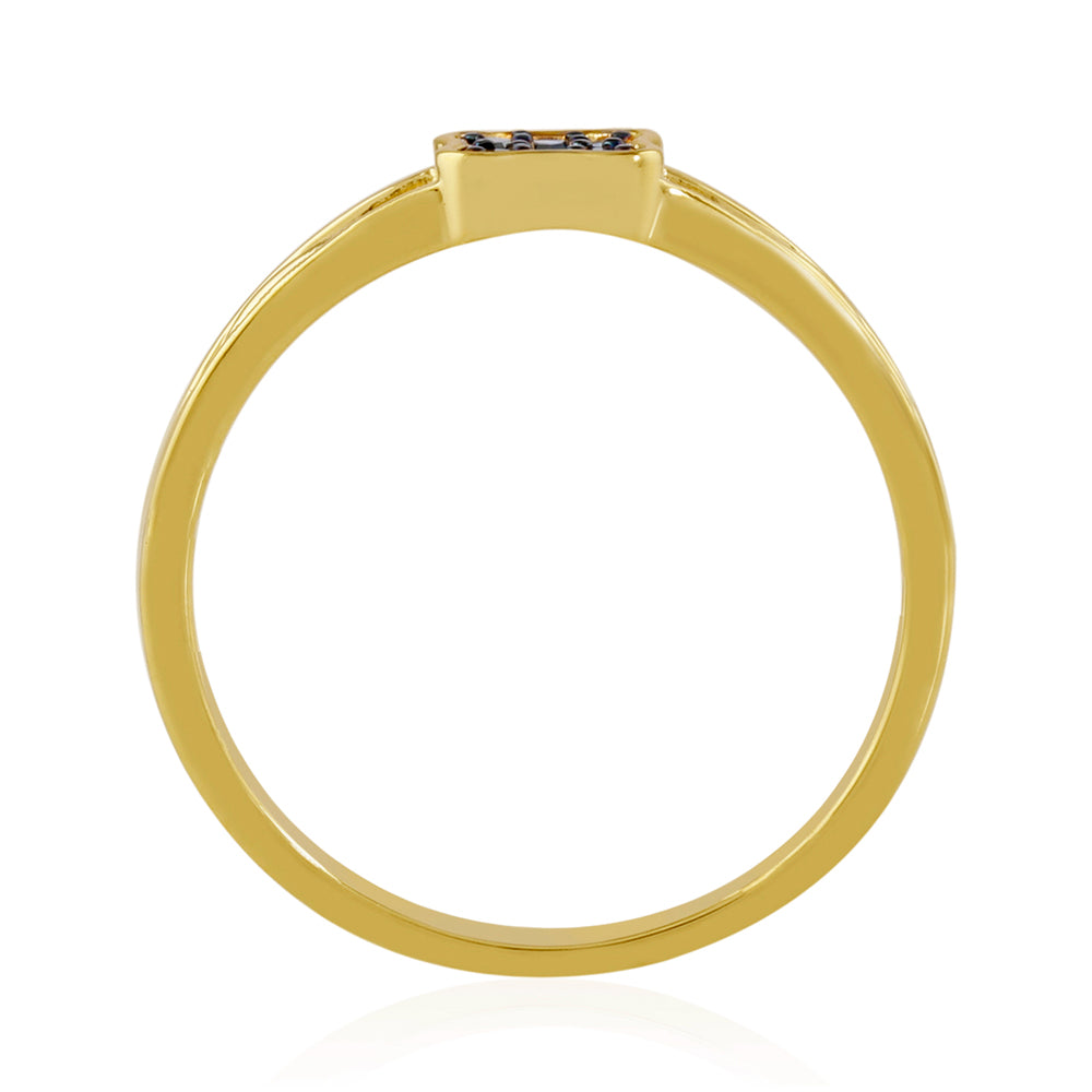 Goldplattierter Silberring mit blauem Diamant