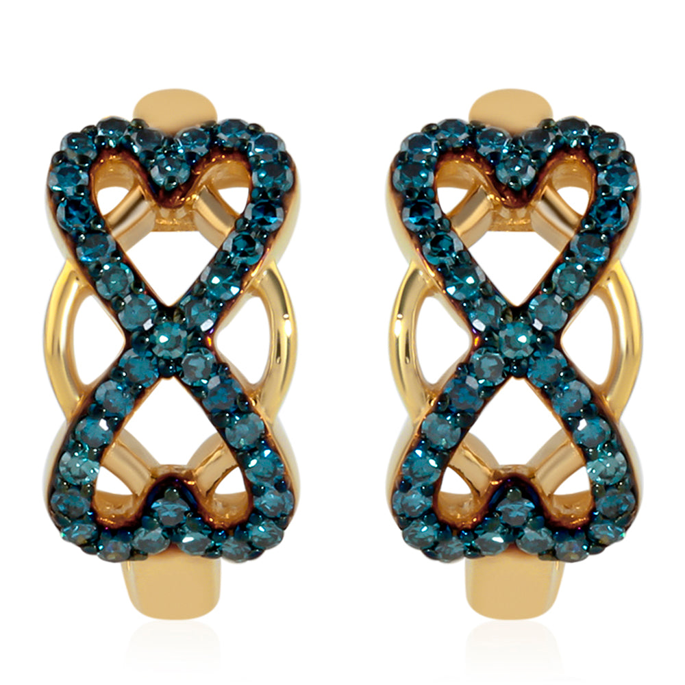 Goldplattierte Silberohrringe mit blauem Diamant