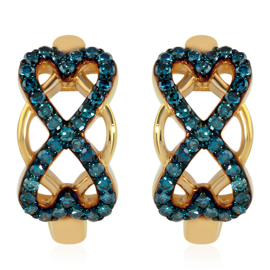 Goldplattierte Silberohrringe mit blauem Diamant