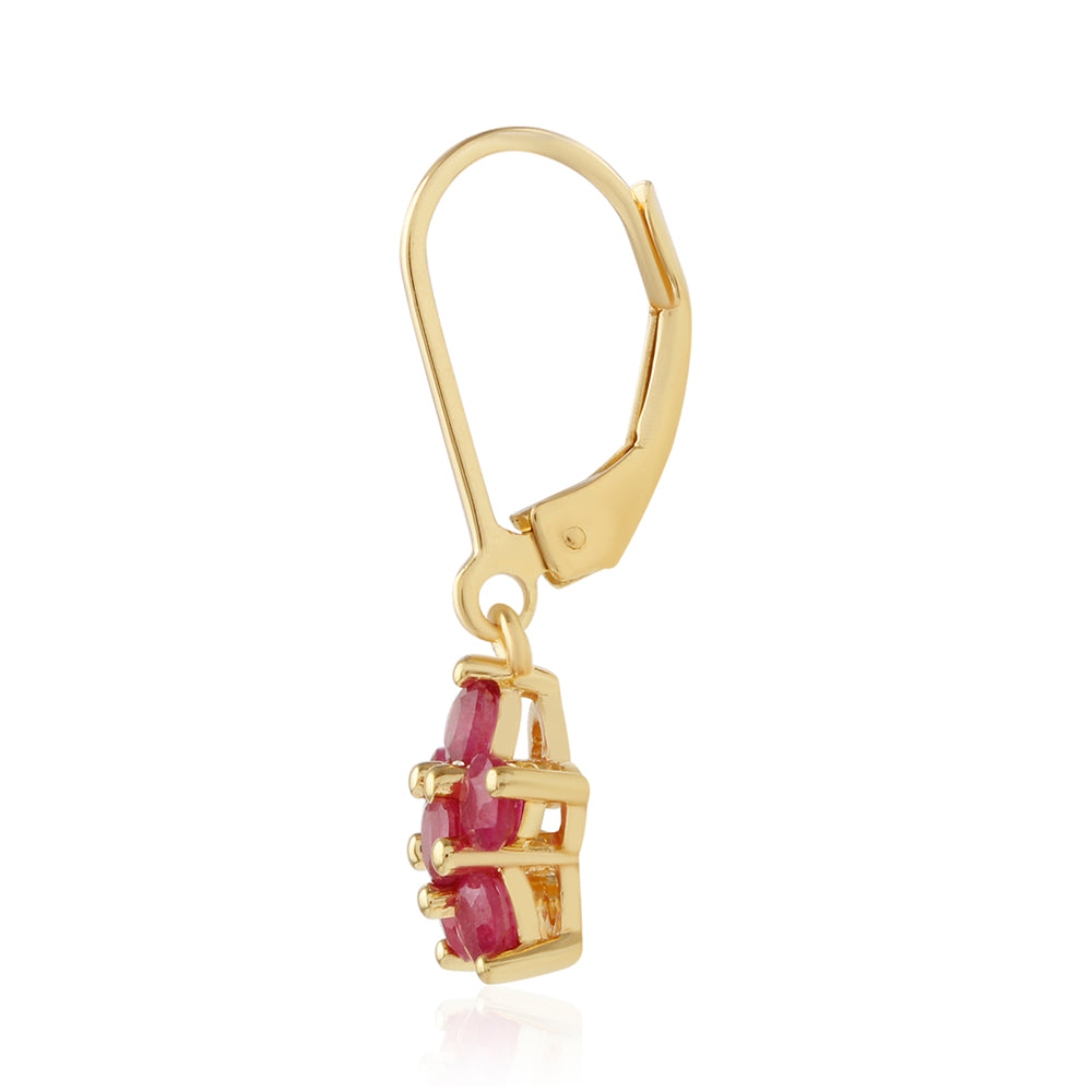 Goldplattierte Silberohrringe mit Thai Rubin 2 