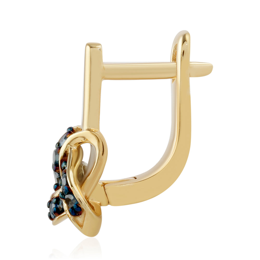 Goldplattierte Silberohrringe mit blauem Diamant 2 