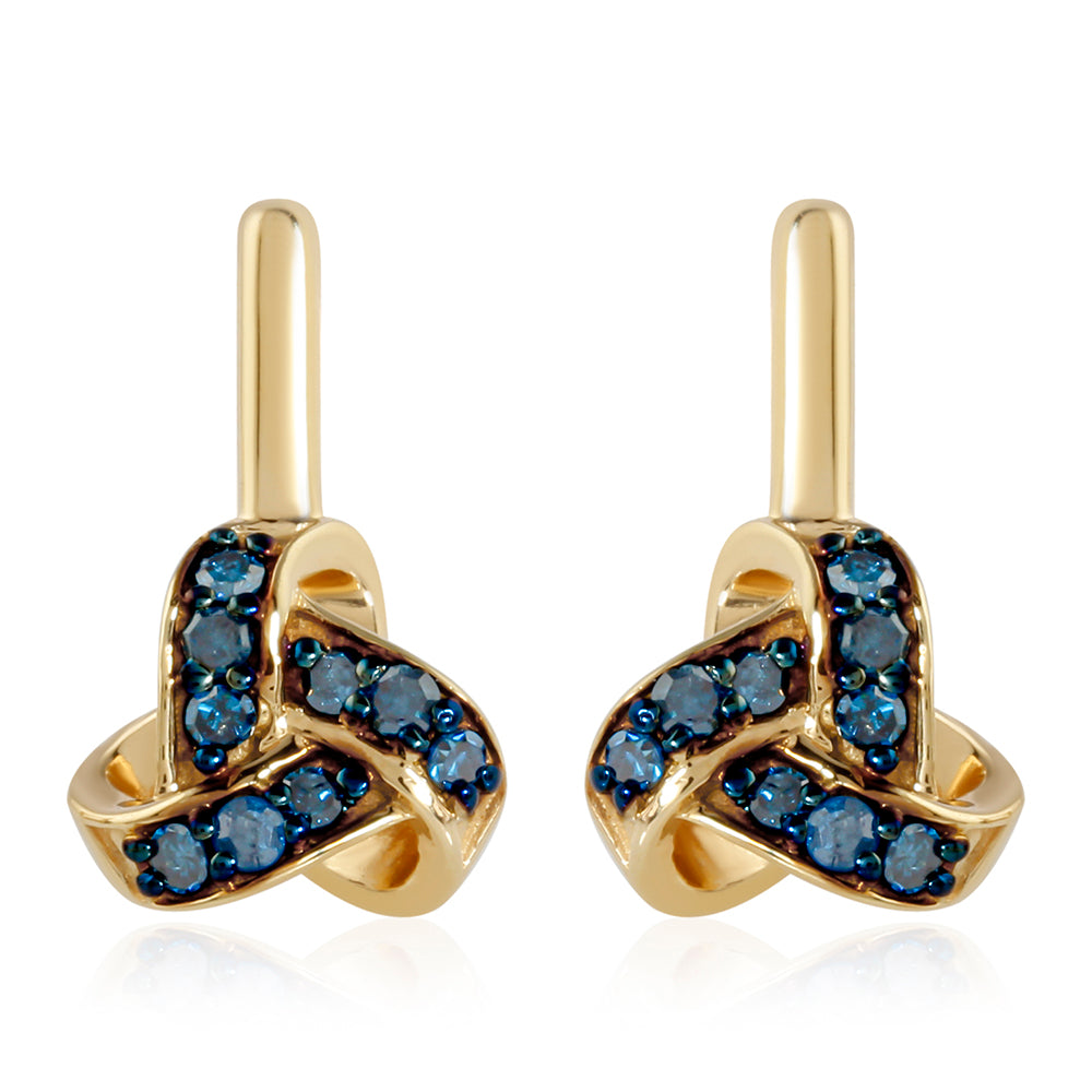 Goldplattierte Silberohrringe mit blauem Diamant