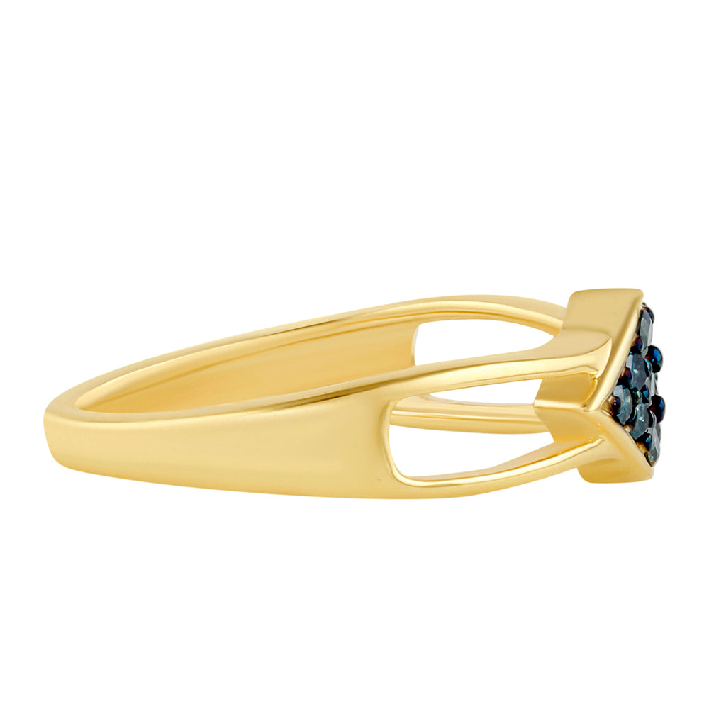 Goldplattierter Silberring mit blauem Diamant 2 