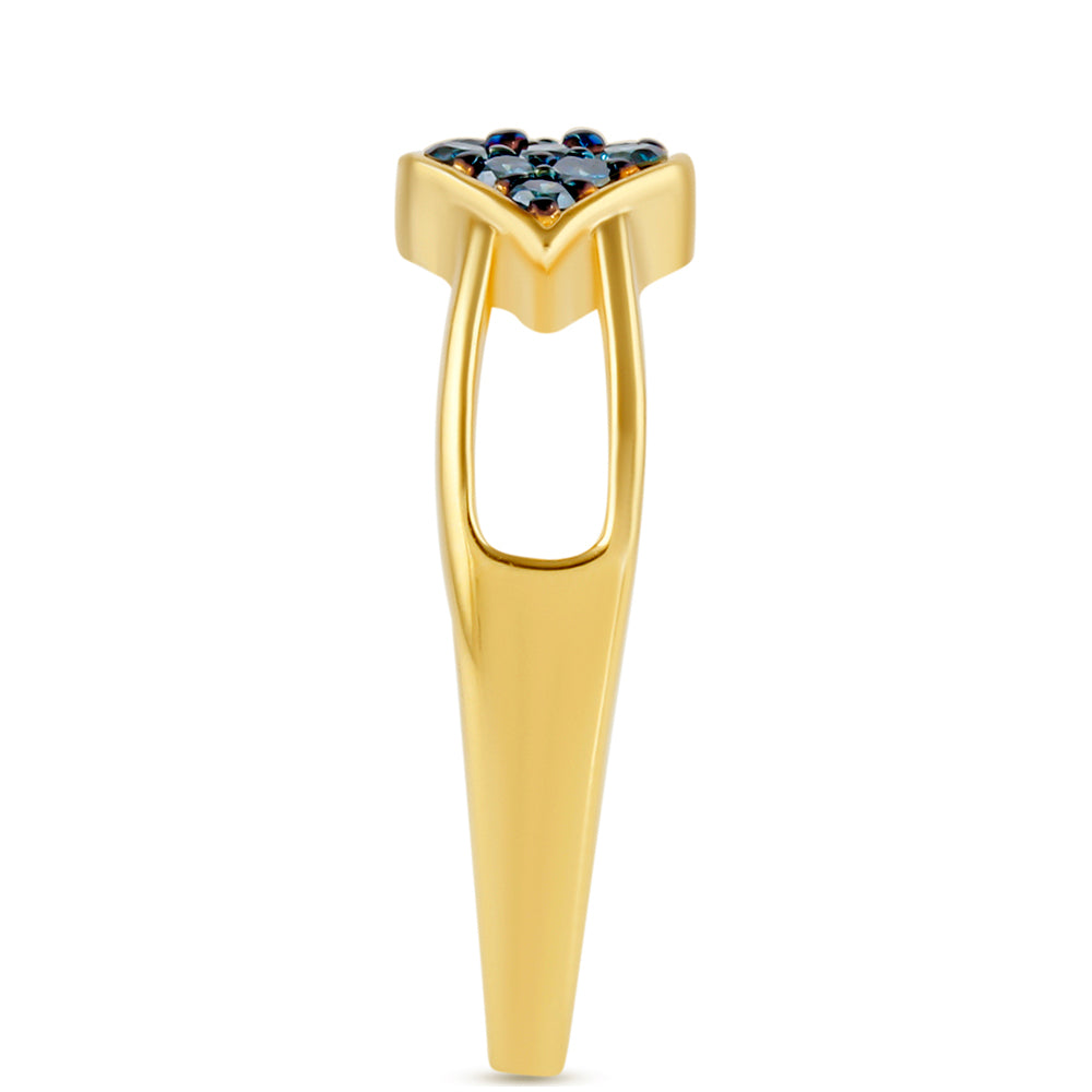 Goldplattierter Silberring mit blauem Diamant