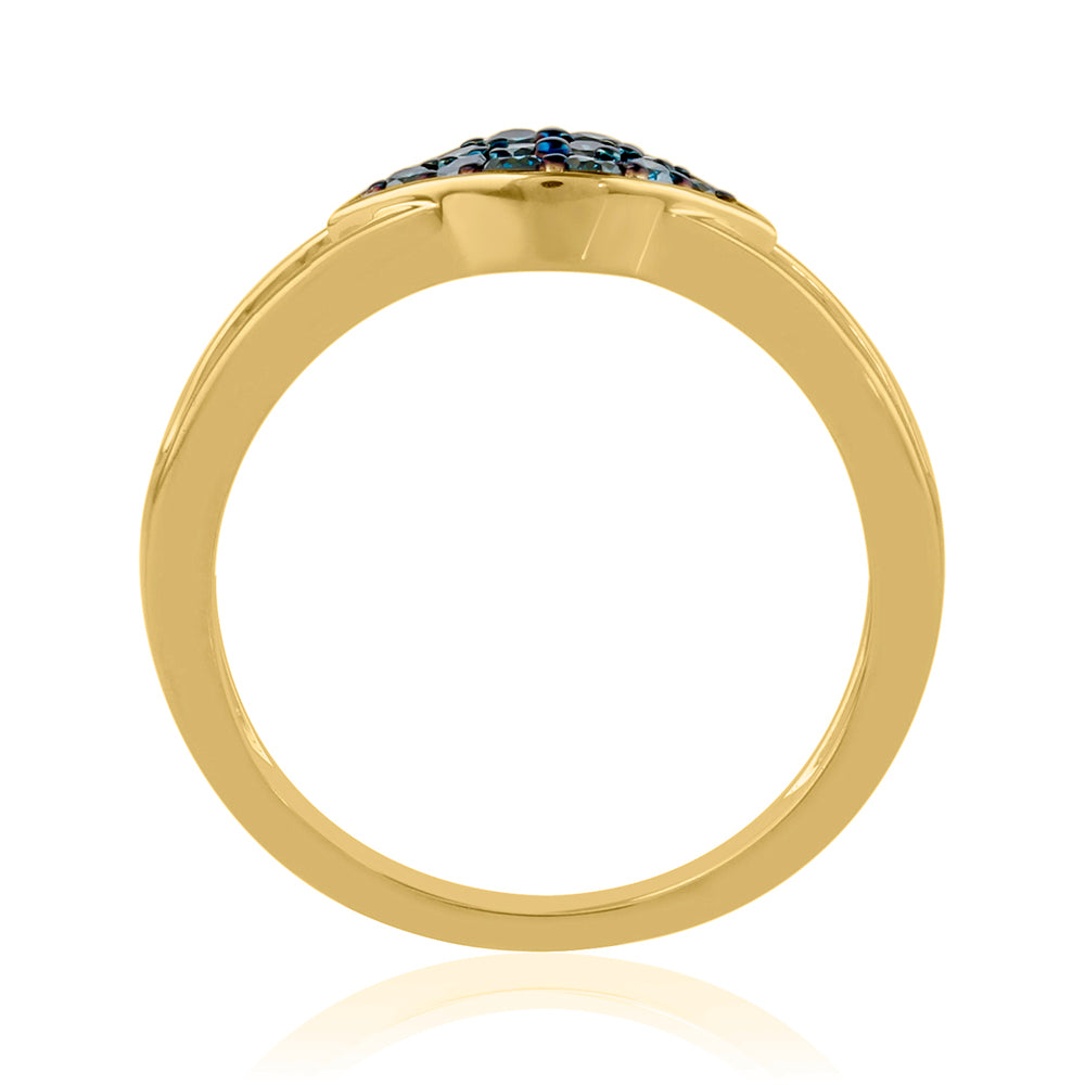 Goldplattierter Silberring mit blauem Diamant 4 
