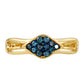 Goldplattierter Silberring mit blauem Diamant
