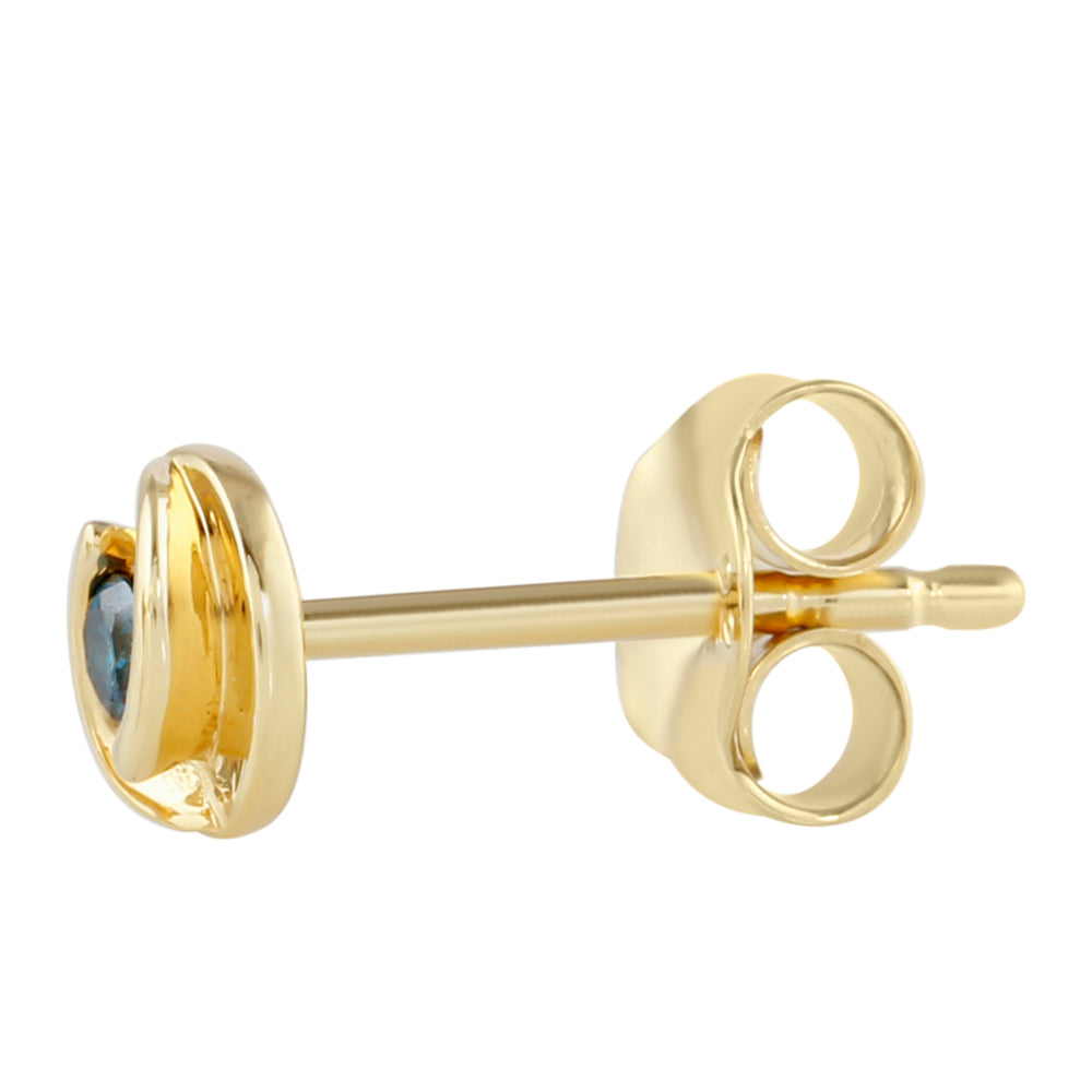 Goldplattierte Silberohrringe mit blauem Diamant