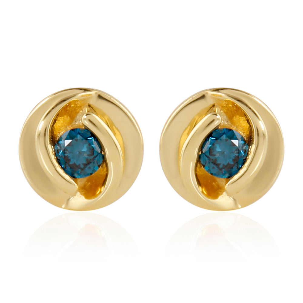 Goldplattierte Silberohrringe mit blauem Diamant 1 