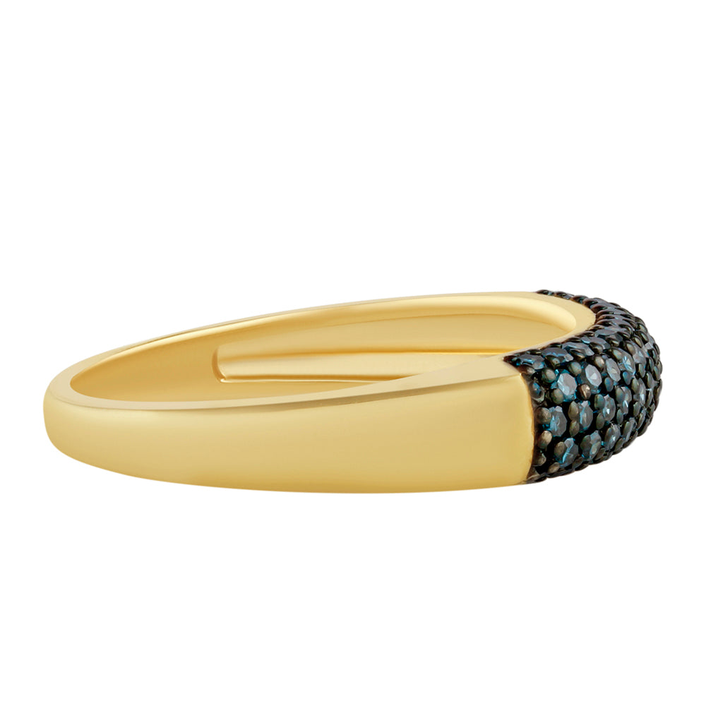 Goldplattierter Silberring mit blauem Diamant